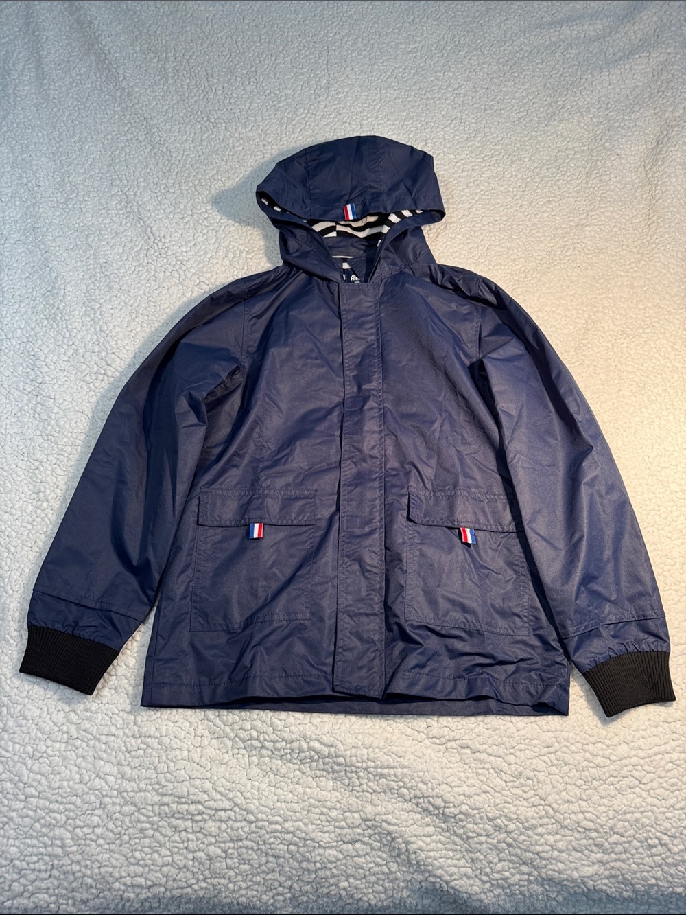 Boys Navy Hooded Rain Jacket - Classic Windbreaker NWOT